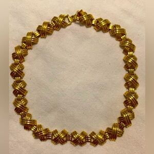 Retro Vintage 1970 Napier X/O Goldtone Chainlink Necklace
